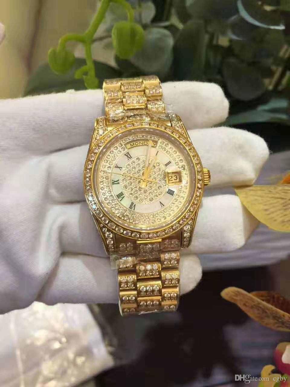 

2021 date of the week model all stars diamond 18K gold watch men's automatic mechanical wristwatch
