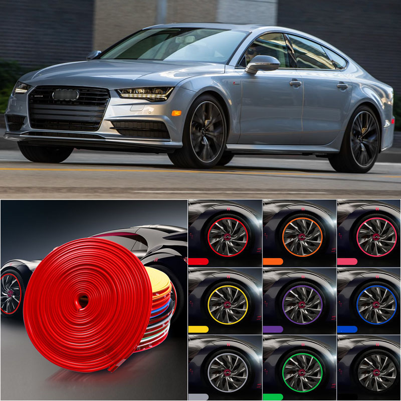 

8M Car Wheel Hub Rim Edge Protector Ring Tire Strip Guard Rubber Sticker Decals For Audi A7