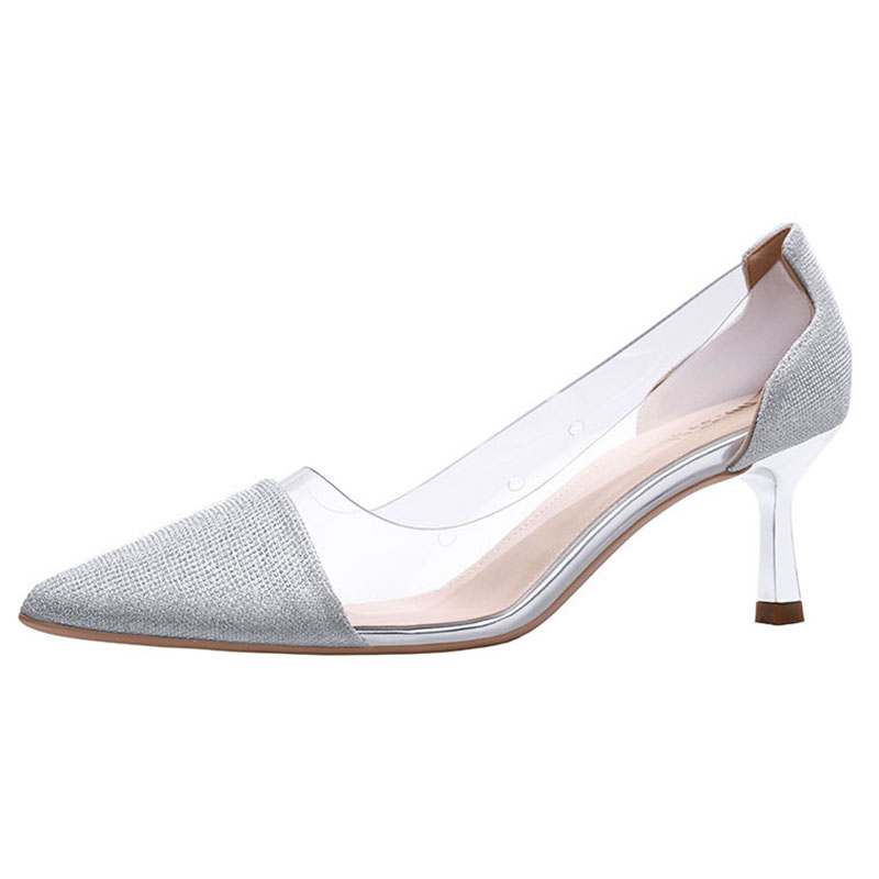 

Fashion Pointy Shallow Mouth High Heels Nightclub Was Thin Sexy Transparent Sandals Fine Heel Women's Shoes LSJ-2020-7, Black