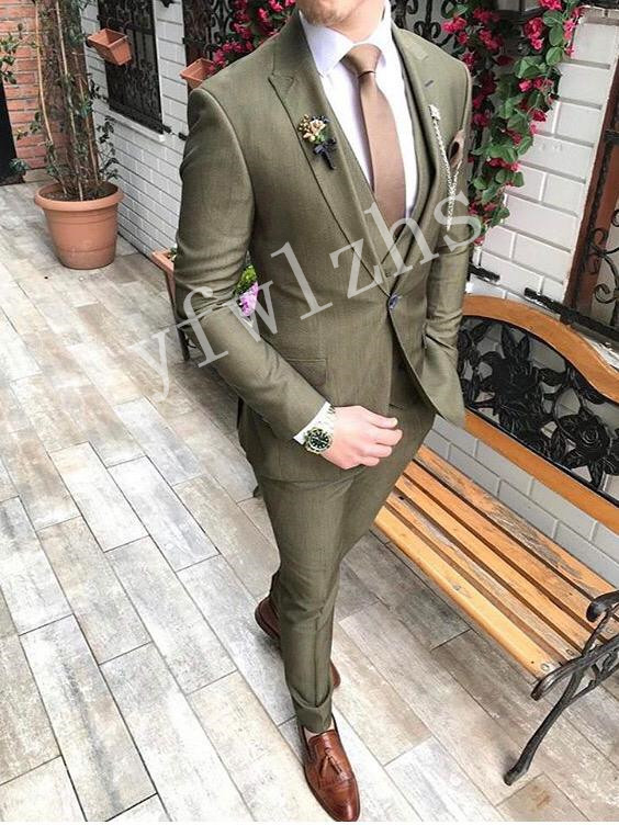 

Handsome Groomsmen Peak Lapel Groom Tuxedos Mens Wedding Dress Man Jacket Blazer Prom Dinner 3 Piece Suit(Jacket+Pants+Tie+Vest) B435, Same as image