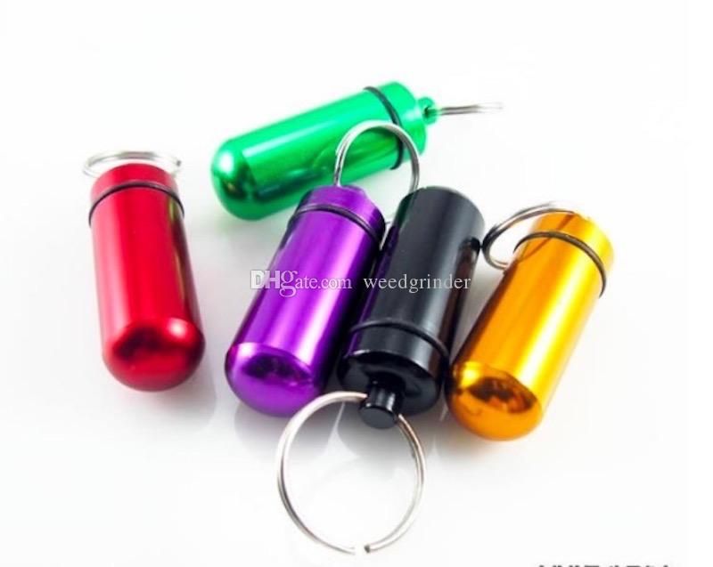 

Portable cheap aluminum Waterproof Pill Case metal keyChain Medicine Storage box pill container tobacco Bottle Holder Herb wax Container