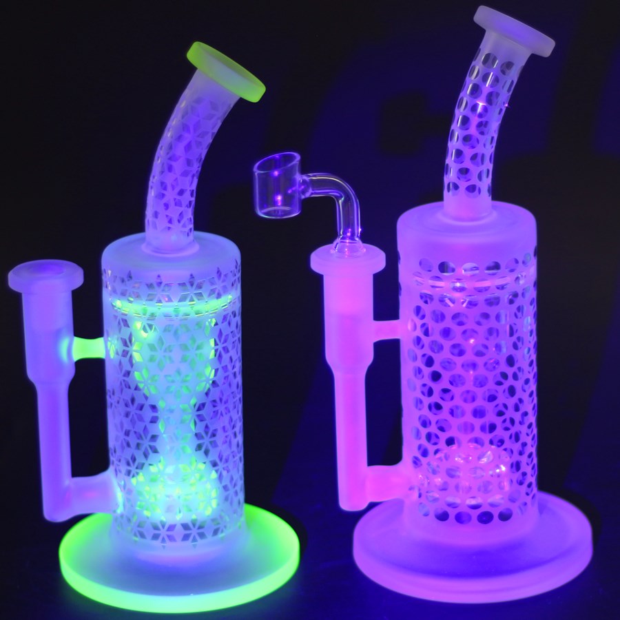 

2019 new uv glass bong oil rig 1X Layer Honeycomb tornado water pipe dab rigs bongs free shipping