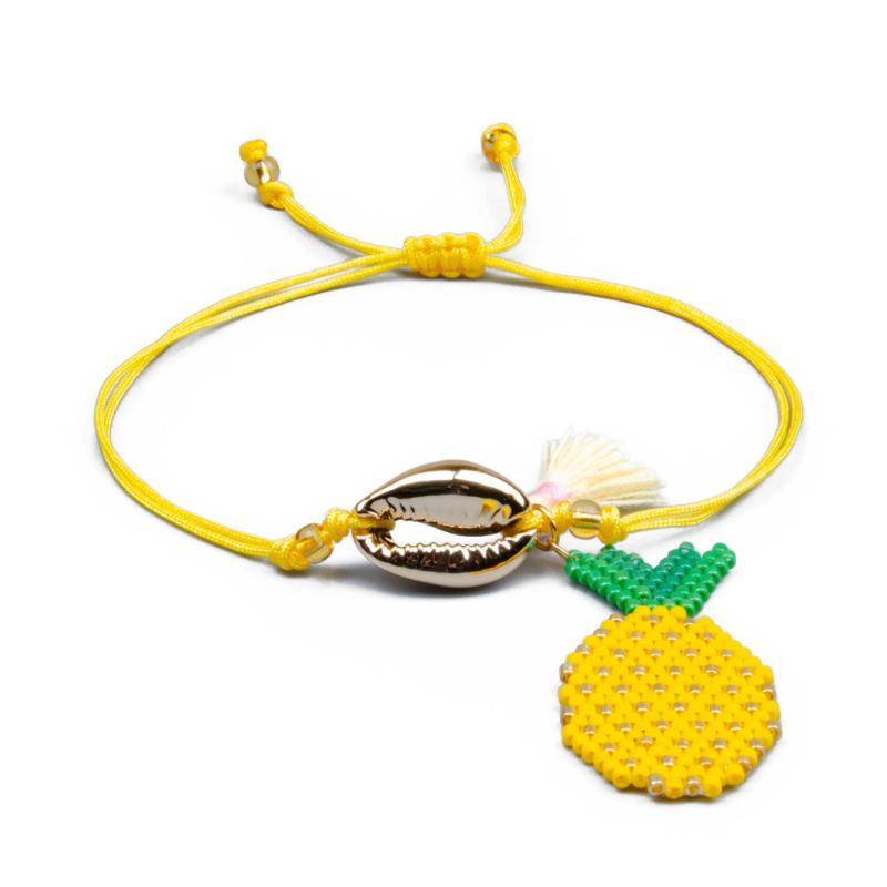 

Cuff Fringe Ms. Bracelet Shell Pineapple Jewelry Miyuki Rice Bead Weave Friendship Rope