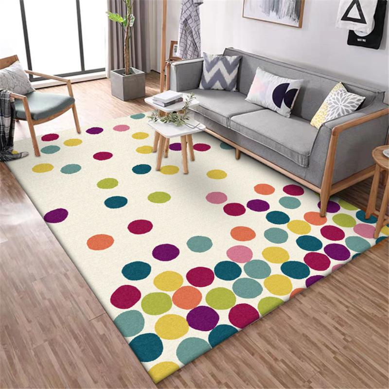 

Modern Art White Carpet Colorful Wave Point Bedside Mat For Girls Room Fashion Living Room Safa Carpet Kitchen Rug Floor Mat, As picture
