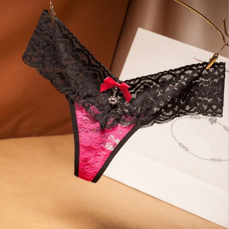 

Panties Underwear Woman Lace Thong G-String Sexy Briefs Lingerie Woman Thong T-back Female Underwear, Black