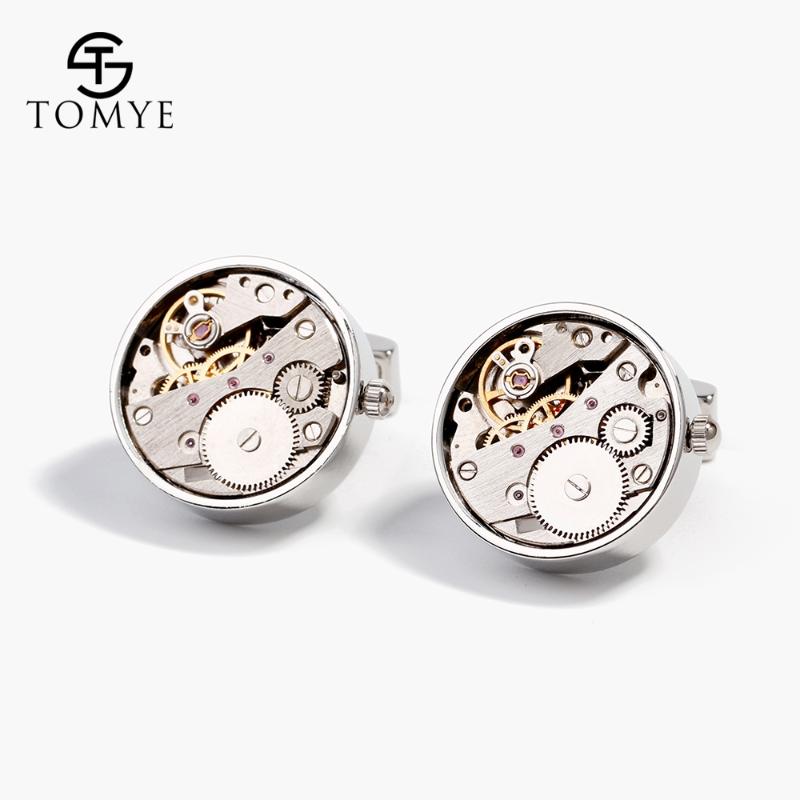 

TOMYE High Quality cufflinks For Men Business Stainless Stee Mechanical Movement Gear Shirt Sleeve Buttons XK19S144