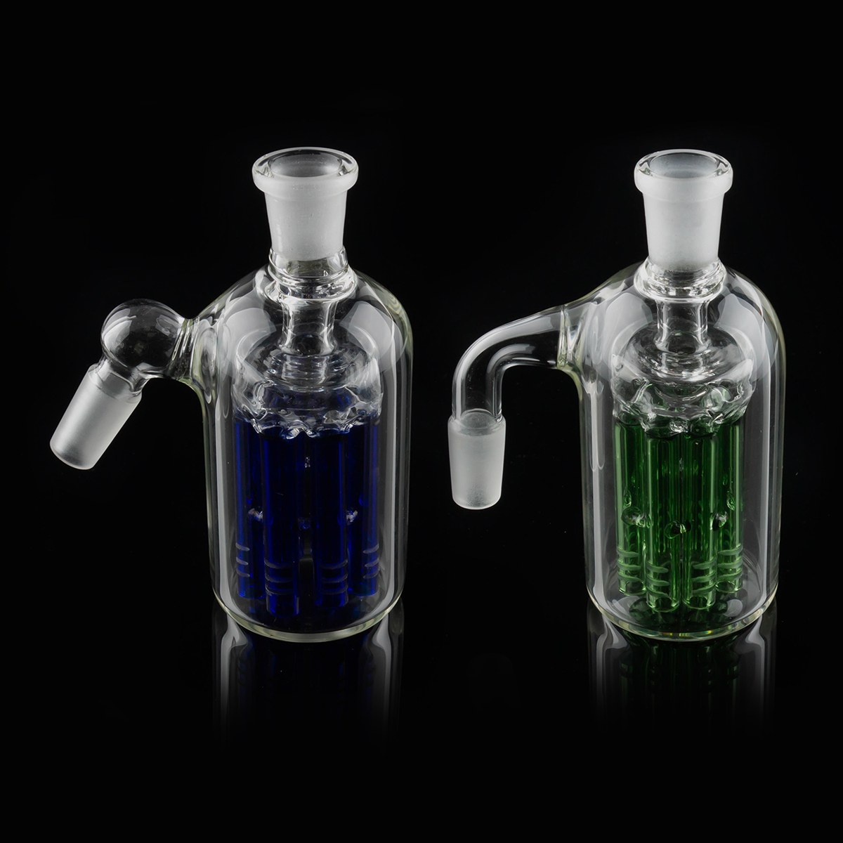

ash catcher 14mm arm male 90 & 45 degrees green blue percolator for bongs glass water pipe bubbler