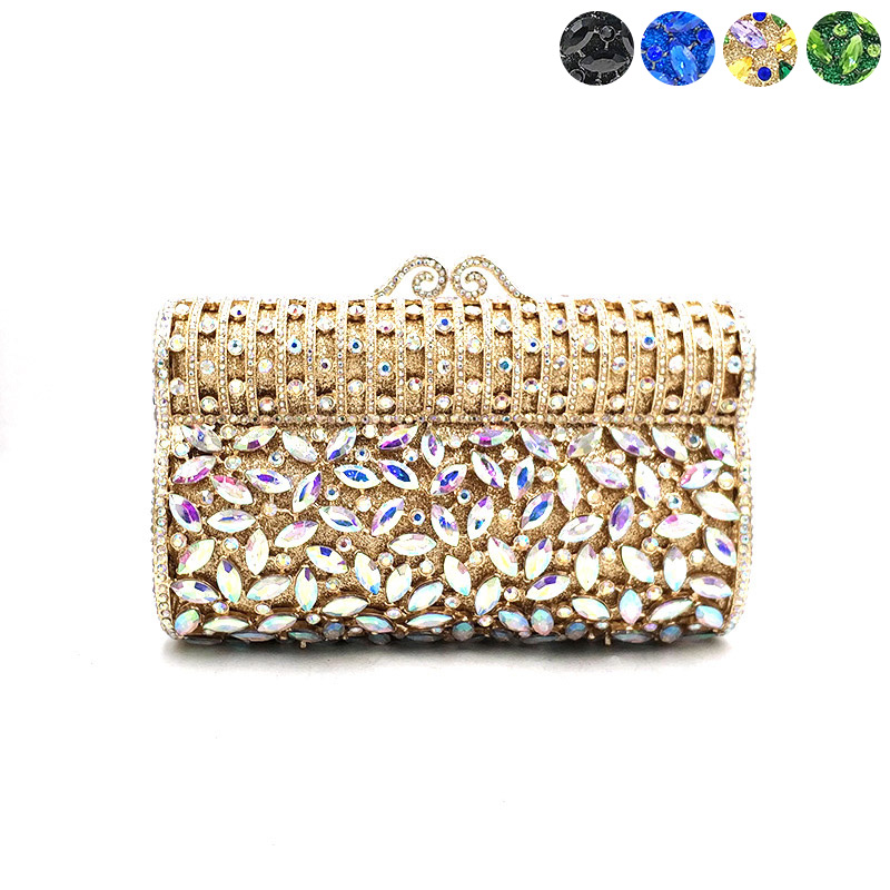 

Fashion women evening party handbag diamonds hollow out purses crystal clutches bridal wedding party classical purses bag, Color 4 black