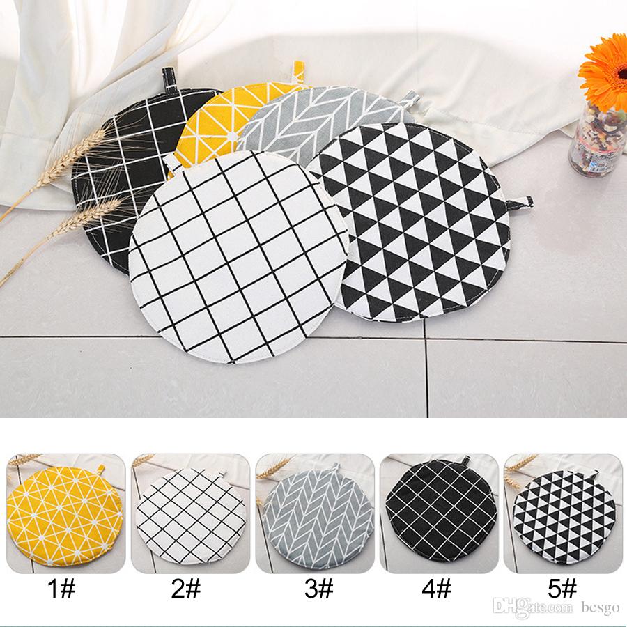 

Anti-skid Insulation Cotton Round Table Mat Drink Potholder Coasters Kitchen Mat Hot Pot Place Mats For Pot Large Tableware Pad DH1222