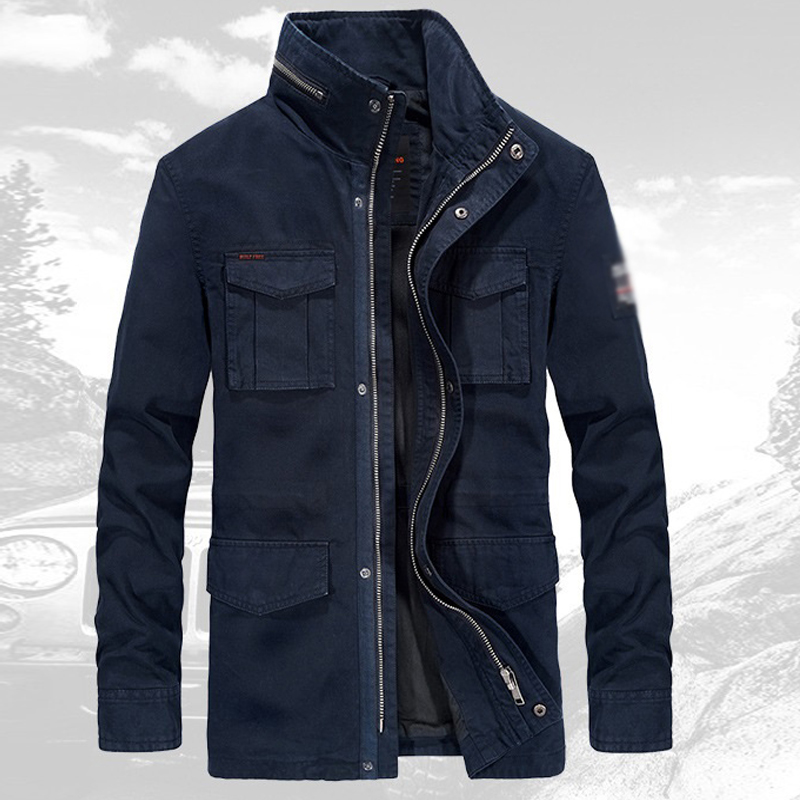 

2019 fashion men 100% cotton jacket stand collar long sleeves casual blouse zipper coat spring autumn businessmen outfit tops3xl, Blue