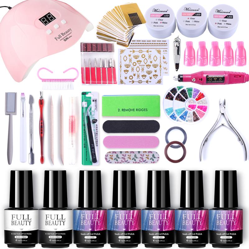 

Sets For Manicure Nail Extension Kit Gel Nail Polish Set With UV Lamp Pedicure Machine Tool Art Decoration LE1581-1