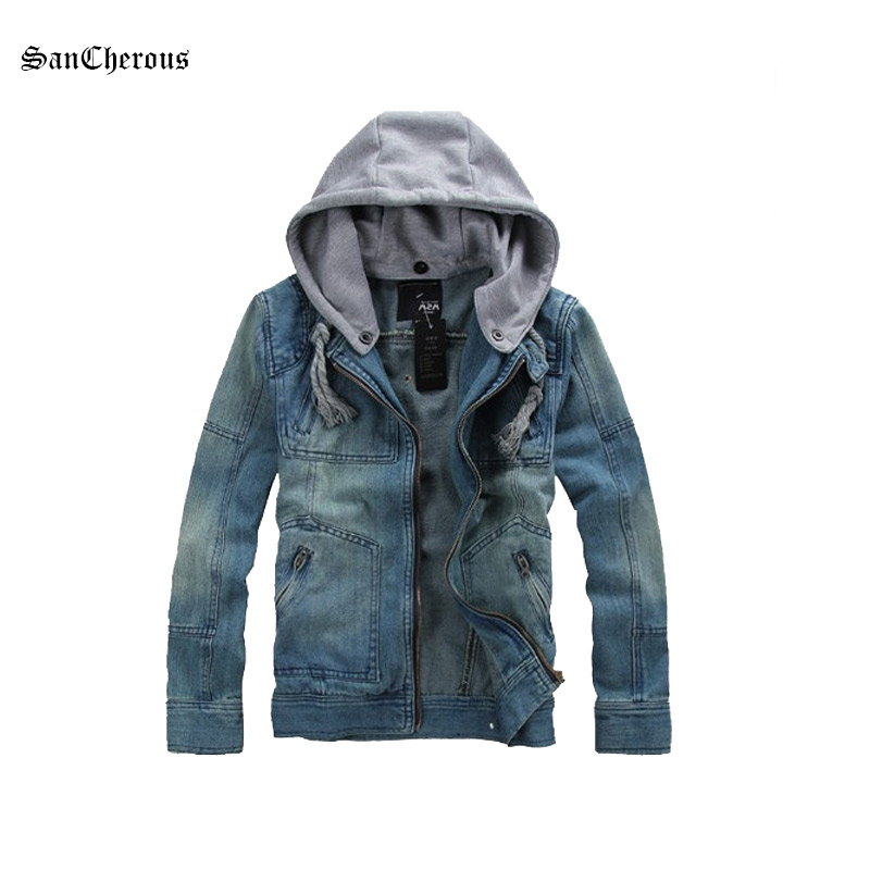 

2017 New Arrival Casual Fashion Men's Denim Jacket High Quality Comfortable Removable Hood Male Cowboy Jacket Plus Size M-5XL, Blue