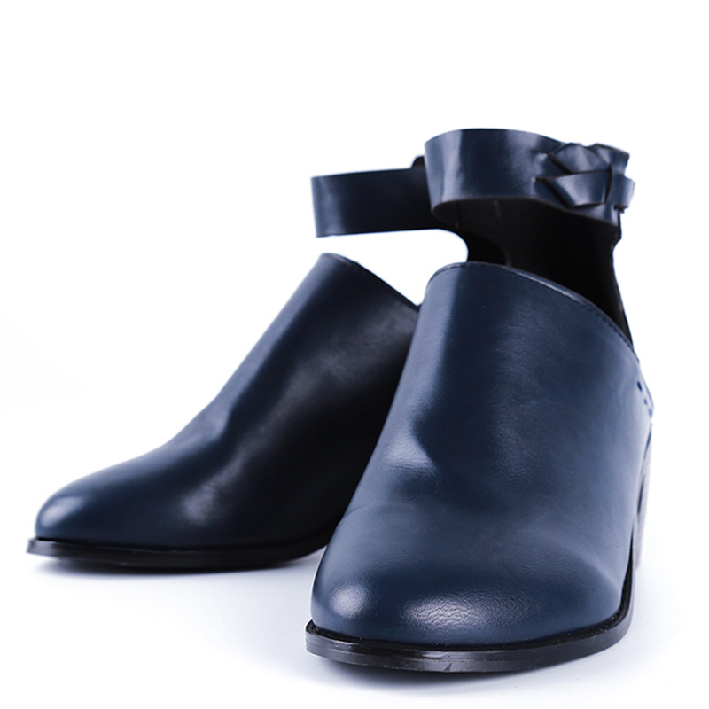 

Ankle Boots for Women PU Leather Spring Autumn Shoes Pointed Toe Fashion Footwear Ladies Hollow Out Shoes Casual Boots, Blue