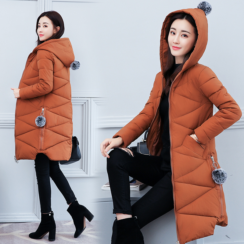 

Wholesale Fashion Winter Women's Slim Thin Down Jacket Student Cotton Jacket Long Cotton Jacket Size XS-XXL, Caramel