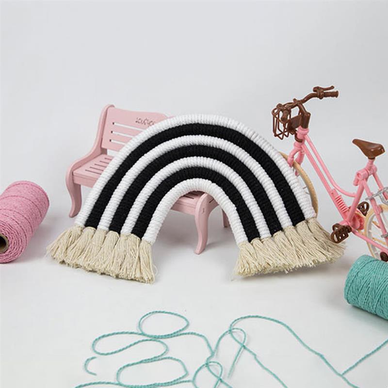 

New Car Pendant Exquisite Rainbow Macrame Woven Wall Tapestry Hanging Art Wall Decor Scandinavian Car Decoration Accessories