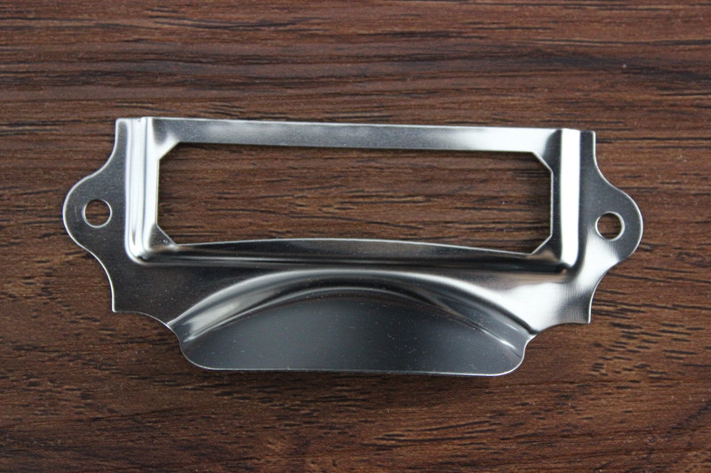 

Classic Polished Chrome Label Holders with Cup Pulls Office Library File Drawer Label Frame Card Holder hardware Pull Handle