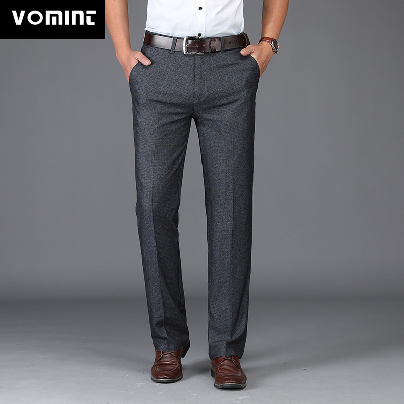 

VOMINT 2020 Suit pants Mens Pant Viscose Stretch Elastic Straight Pant Black Business Trousers Suit Pants MS9812