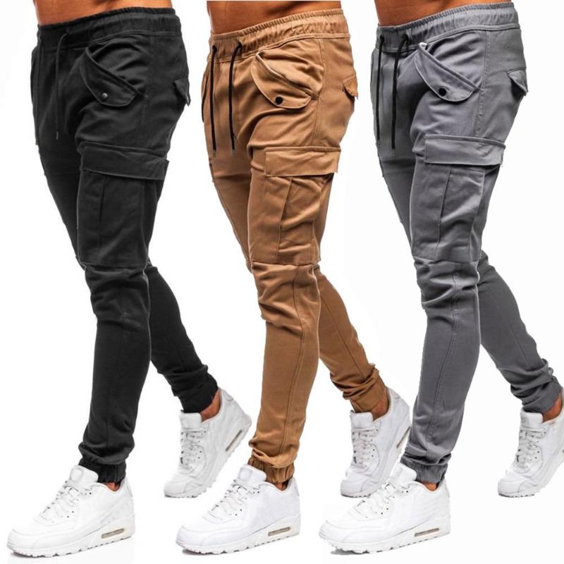 

Autumn Men Pants Hip Hop Harem Joggers Pants 2020 New Male Trousers Mens Solid Multi-pocket Cargo Skinny Fit Sweatpants