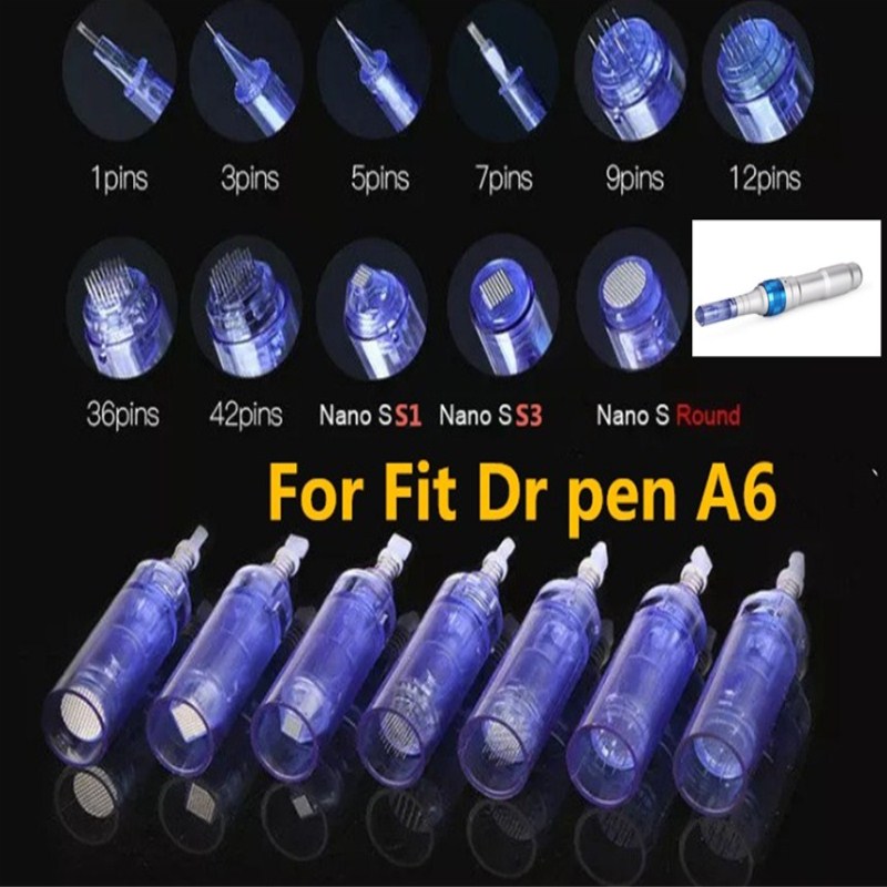 

Hot Sale Dr Pen A6 Needle Cartridge Tips For Auto Electric Derma Pen 5/9/12/Nano Micro Needles Bayonet Roller Replacements Skin Care Therapy