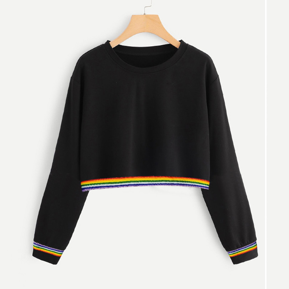

Women Hoodies Kawaii Solid Color Back Ribbon Ribbon Rainbow Long Sleeve Sweatshirt Hoodies Women Gopa Gotica Mujer 2019 New, As photo