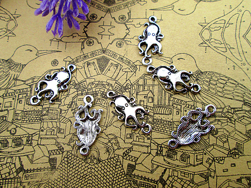 

180pcs- Octopus Charms , Antique Tibetan silver Octopus Charms pendants 13x15mm