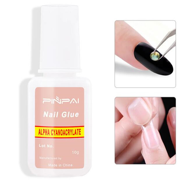 G008-10 Maniucure Glue Professional Rhinestone Nail Art Glue With Brush 10g/bottle Remove False Nail Tips Glue-image-404317533