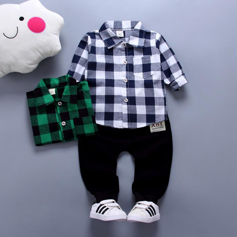 

2018 Spring Kids Warm Kids Costumes Set Boy Children's Fashion Plaid Suit Boys Clothes Baby Kids Clothing Sets Boy Outfits Brand, As picture 2