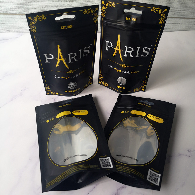 

New Arriival 3.5g Paris OG Smell Proof Bags French Cookis ChildProof Bag Stand Up Pouch Dry Herb Flowers Packaging bagg