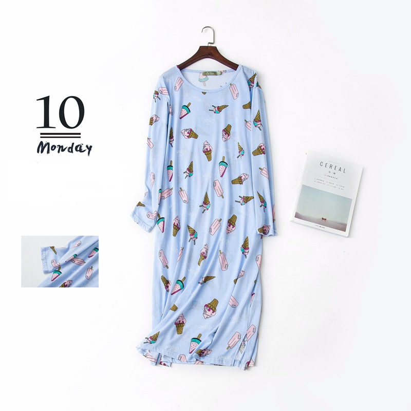 women's long sleeve sleeping gowns