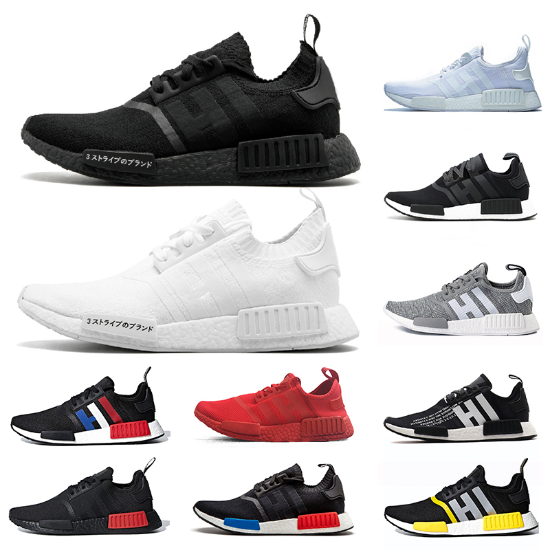 

NMD R1 Running Shoes Pharrell Williams Bred Triple Black White Tri-color Military Green Mens Womens Sneakers Sports Size 36-45, Thunder 36-45