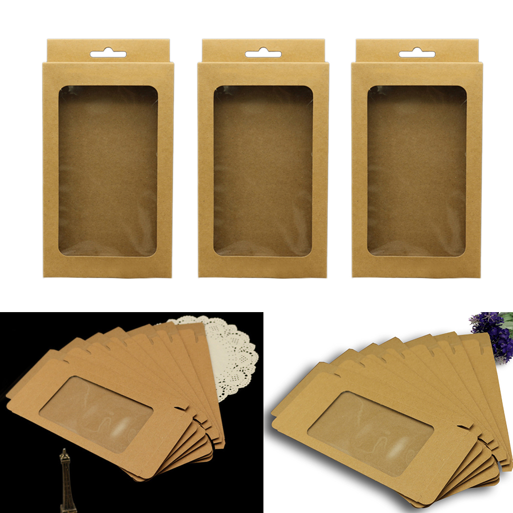 

10pcs/set Nursuing Decoration With Clear Window Storage Wrapping Brown Paper Wedding Baby Gift Multifunction Packing Box Jewelry