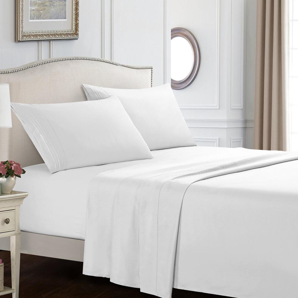 

Embroidery home bedding set 4pcs bed linen set Queen King nordic Bed cover bedspread fitted sheet + flat sheets + Pillow case, Beige