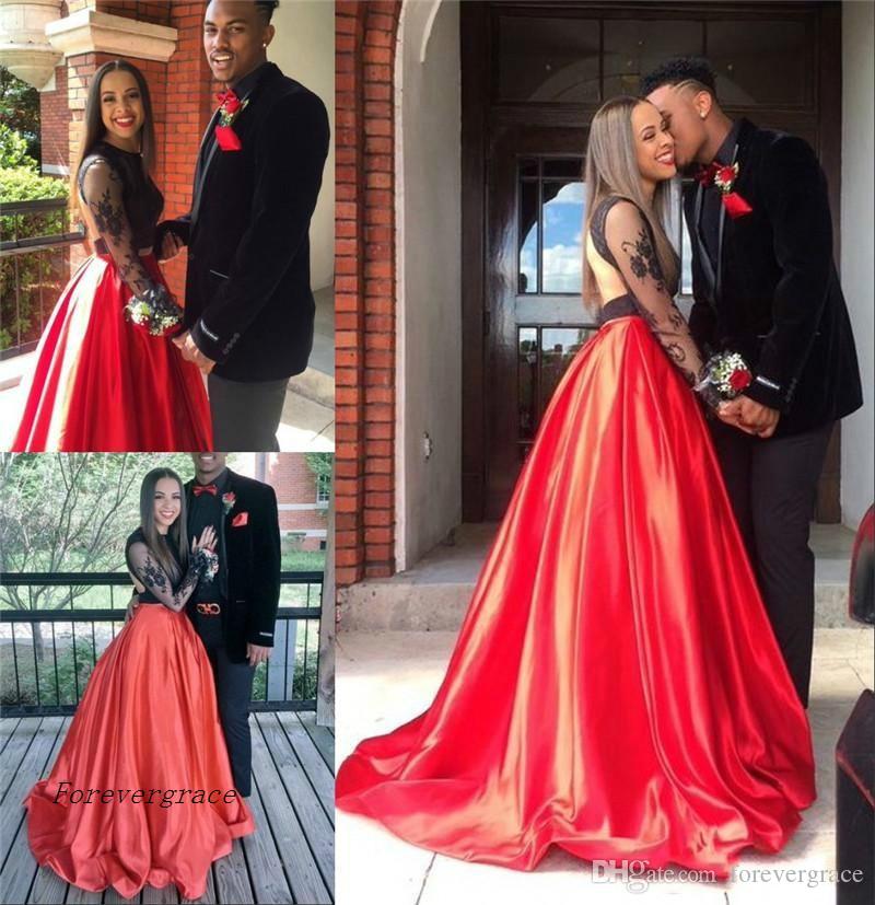 red and black couple outfits