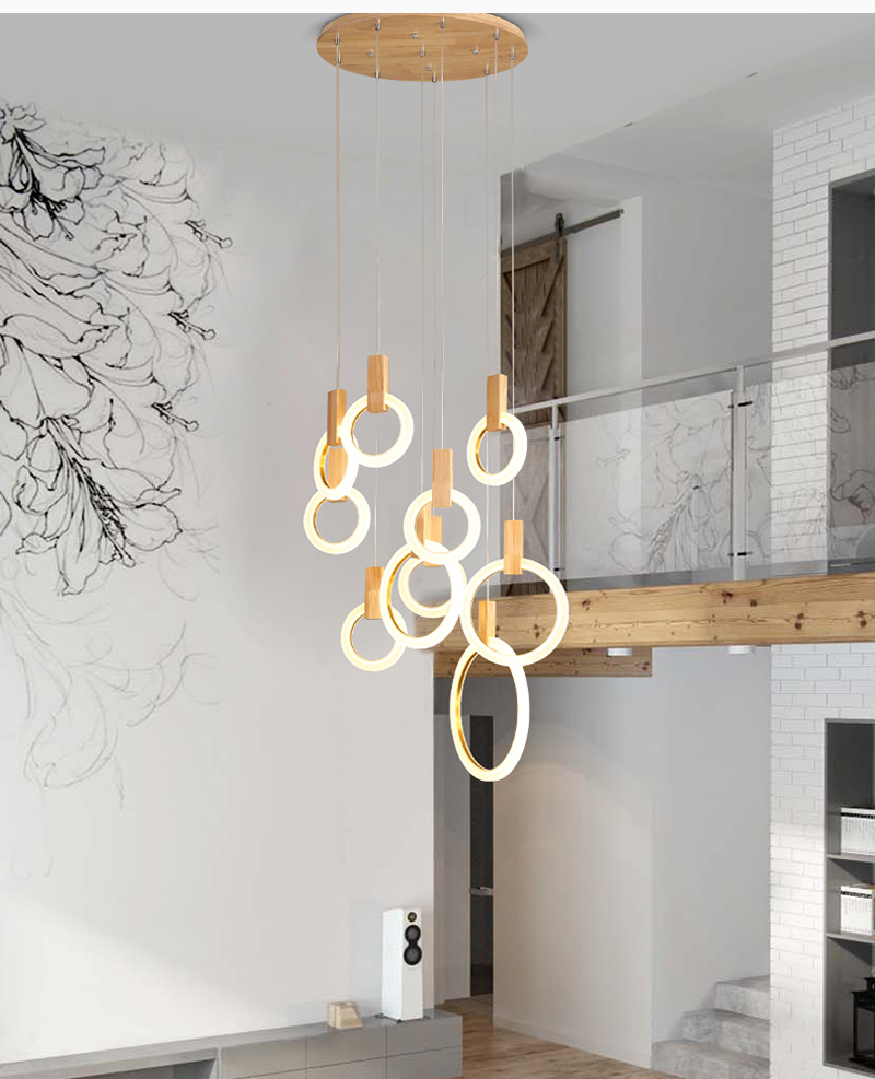 

Contemporary LED chandelier lights nordic led droplighs Acrylic rings stair lighting 3/5/6/7/10 rings indoor lighting fixture