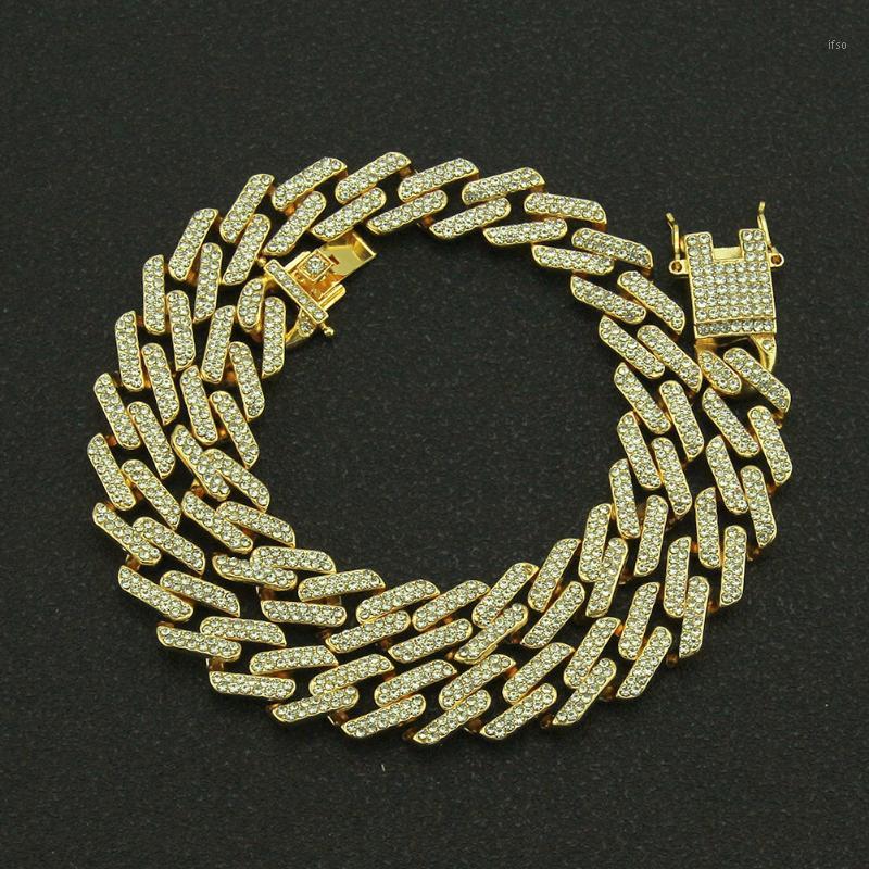 

Men Hip Hop Colorful Diamond Geometric Square Cuban Necklace Iced Out Tennis Chain Gold Men Chain Exaggerated Men's necklace1