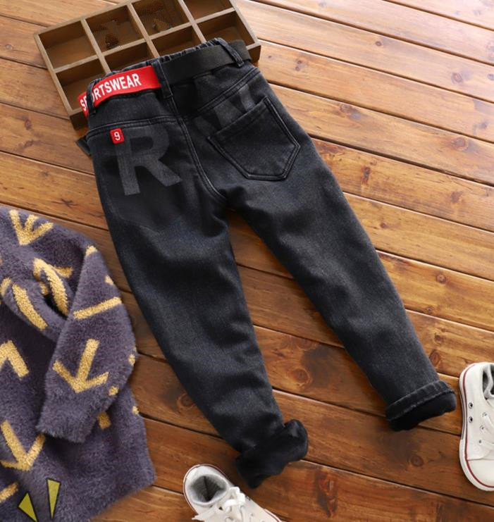 

Trousers for children Plus velvet warm Boys pants trousers children's on the teenager casual boys jeans pencil pants, Black