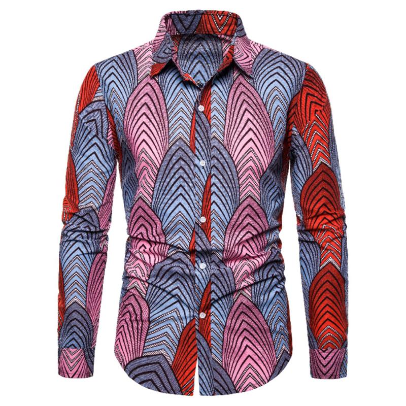 

African Men Shirts 2020 Ethnic Fashion Print Dashiki Casual Streetwear Spring Blue Business Work Office Party Tops Mens Clothes