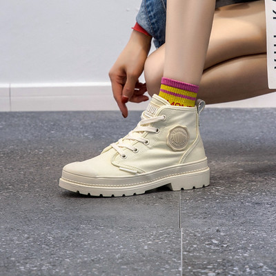 

2019 British style high top canvas shoes for women Gray and black high quality woman's canvas Martin boots size 35-39 X76, No.1