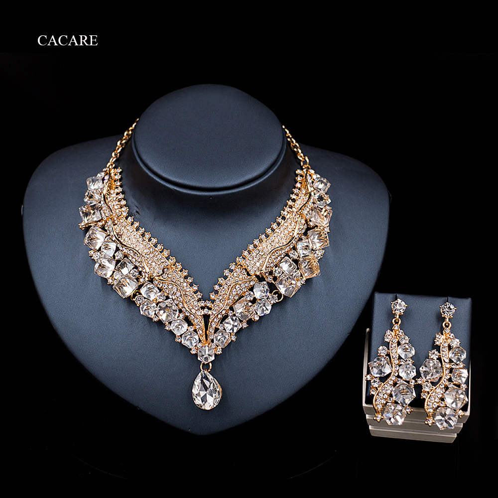 

Luxury Jewelry Sets Women Party 2020 CHEAP Big Dubai Jewelry Set Gold Colorful Drop Earrings Necklace Set F0283 Statement Drop Ship, Golden