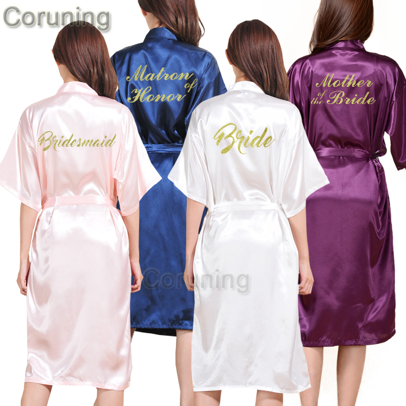 TJ02 Femmes Peignoir Lettre Mariée Demoiselle D'honneur Mère de la Mariée Demoiselle d'honneur Préparez-vous Robes Cadeaux de fête de mariée Robe