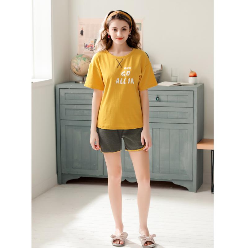 

Summer Pajamas Set Cute Women Pyjamas Pit strip Cotton Sleepwear Simple Letter Night Suit Casult Nightwear