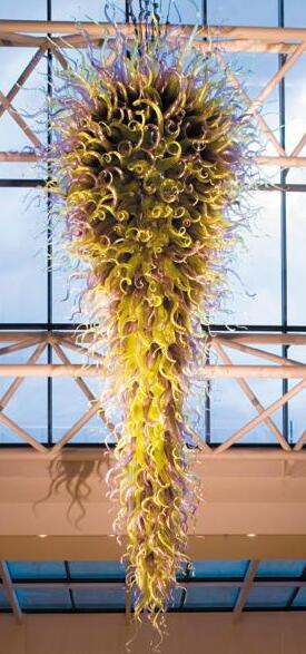 

Contemporary Colored Pendant Lamp LED Bulbs Long Big Large Chandeliers Hotel Decoration Hand Made Glass Chandelier