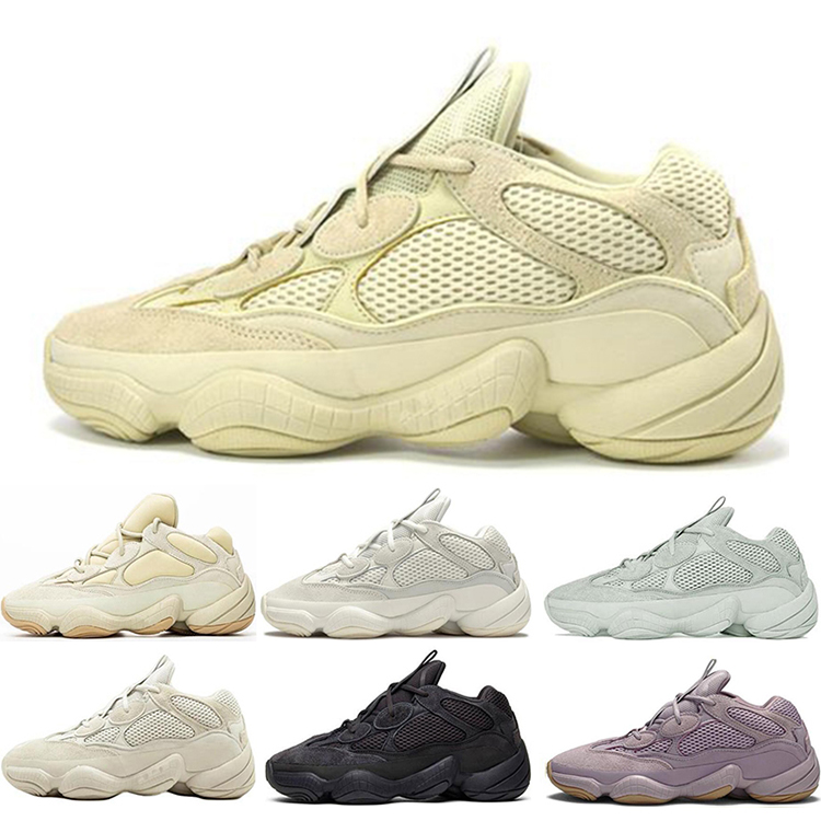 

New kanye west desert rat 500 Soft Vision stone bone White blush utility Black salt running shoes Men Women High quality sneakers, #4.soft vision