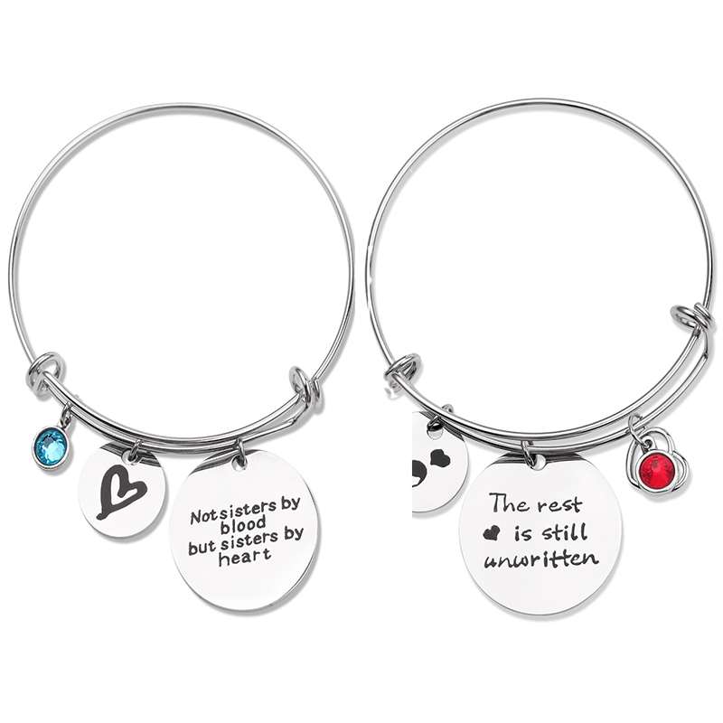 

Cuff Personalized Bracelet Big Disc Free Editing Content Customize Different Color Crystal Months 2 Styles Advanced Custom Jewelry