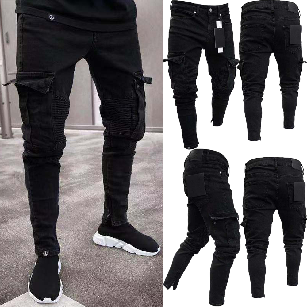 skinny fit cargo trousers mens