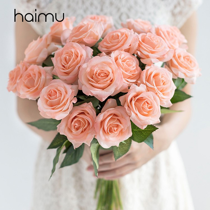 

2pcs Single Beautiful Artificial Flowers Rose Simulation Flowers Bouquet Home Dec Party Wedding Decoration Florist, White