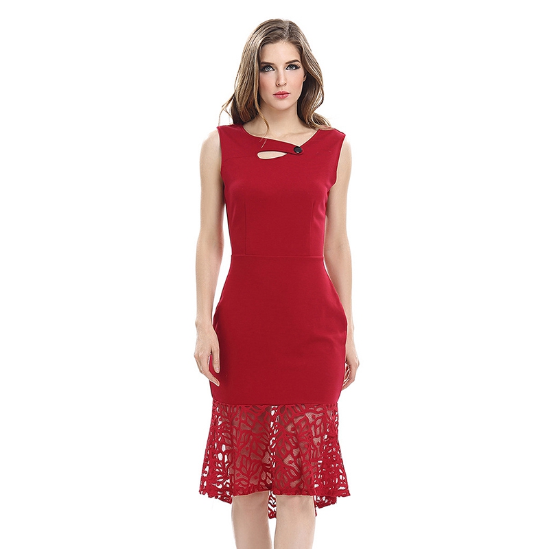 

New Summer Women Dress Lace Elegant Dress Party Club Sexy, Red