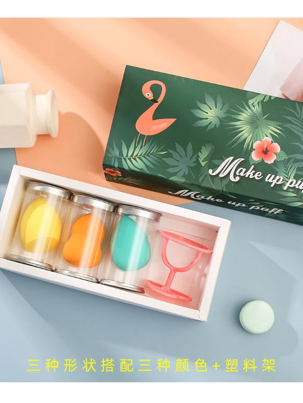 

3pcs/box big makeup sponge puff set cosmetics make up foundation microfiber sponge powder puff With Holder As Gift