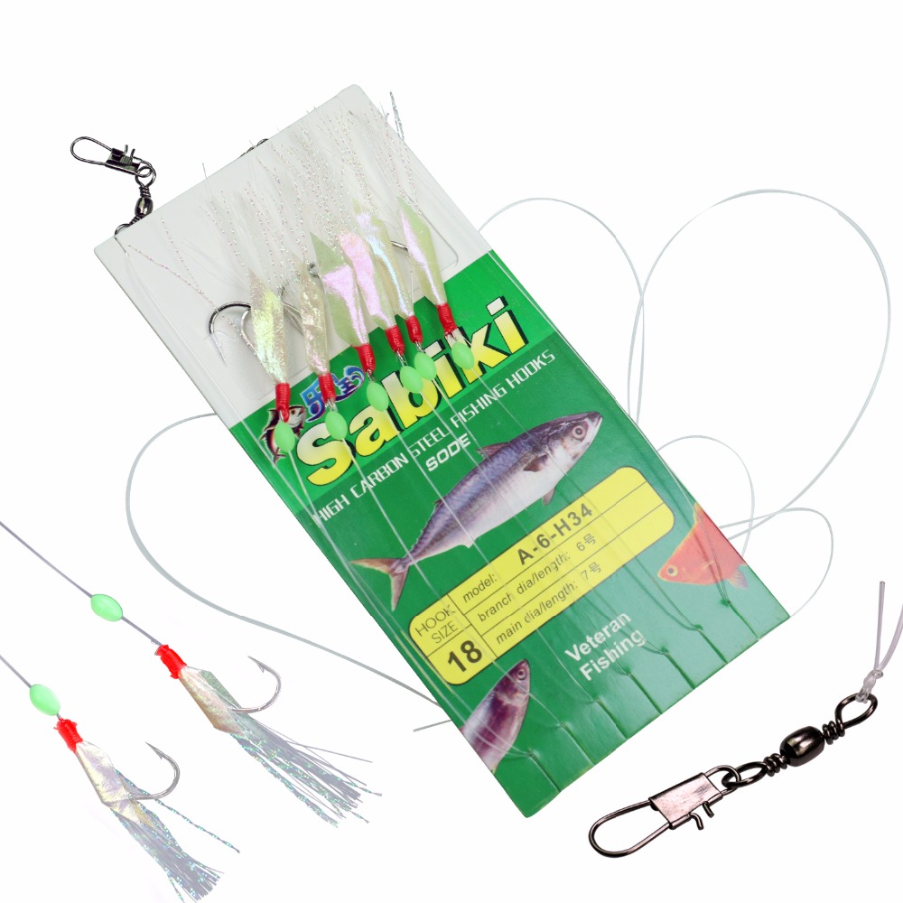 3 packets Sabiki Rig 6 Hook Fishskin Rig Herring Rig