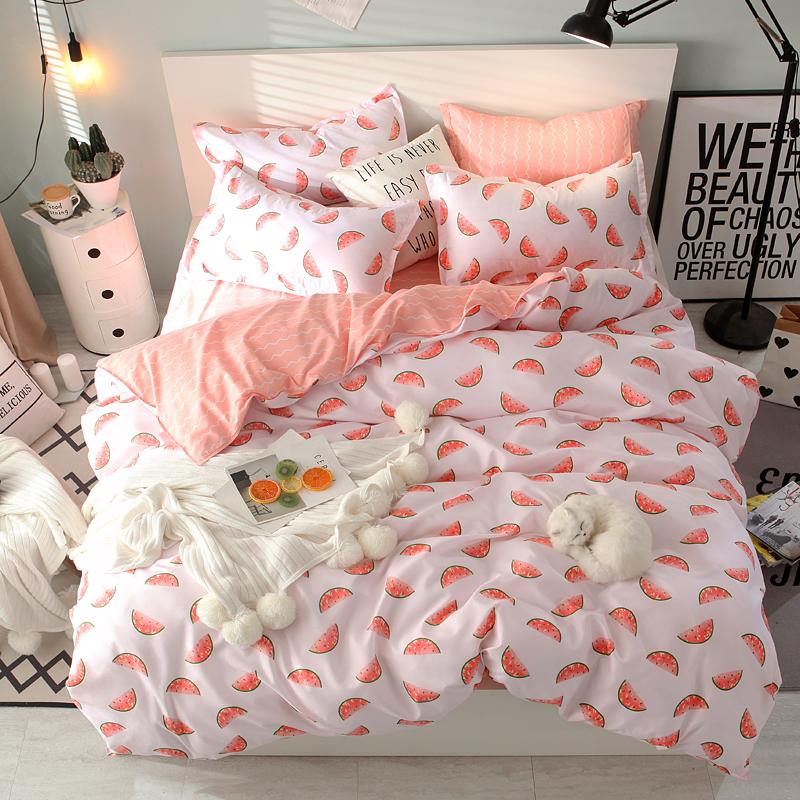 

30Children Bed Linen Set Single Double Queen Size Bed Cover Watermelon Printed Kids Bedding Sets Duvet Cover, Xiaoxigua